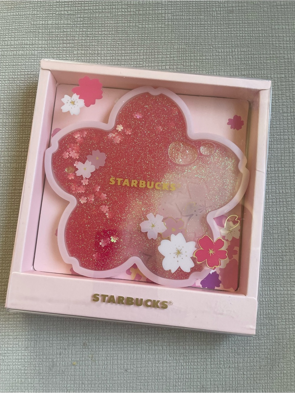 Starbucks Pink Glitter Sakura Cherry Blossom Coaster